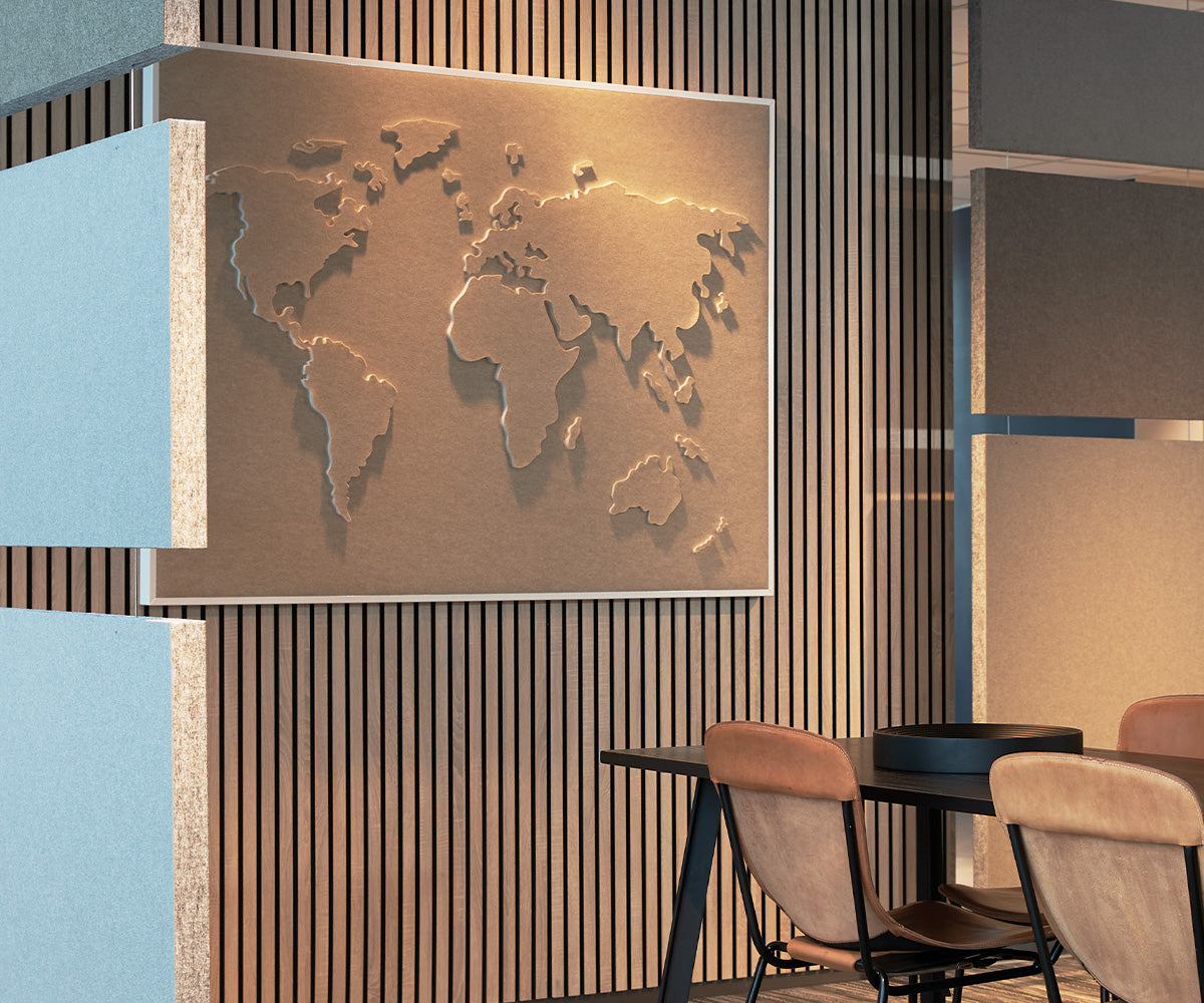 Lydabsorberende Kunst Verdenskort | Tell-Us EcoSUND®