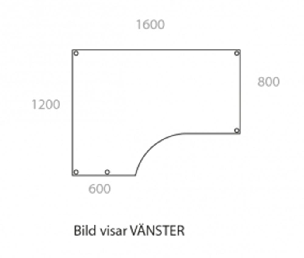 Fristående Bord 1200 x 1600 x 800 x 600 mm | Höger - Wulff Beltton