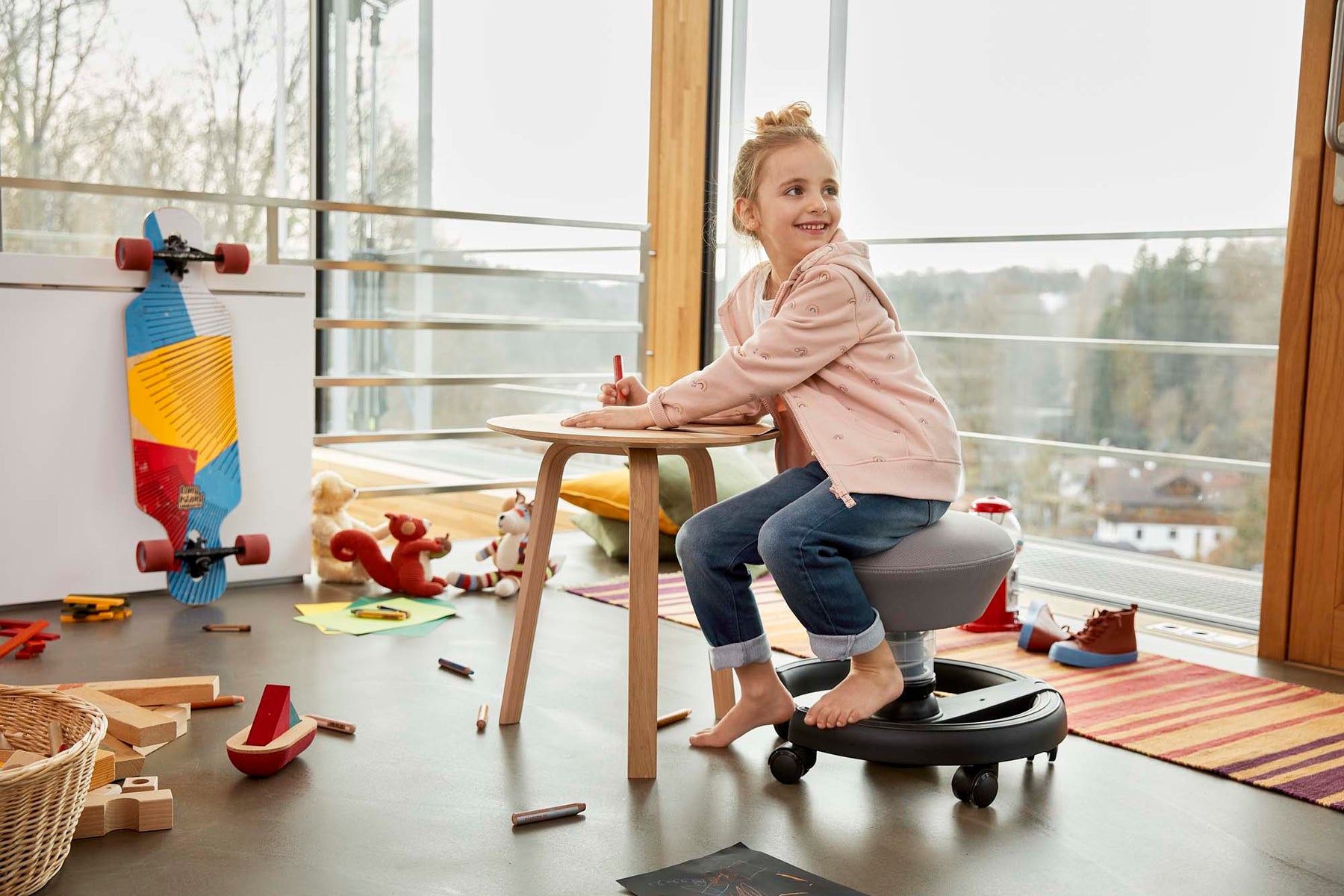 Ergonomisk Skolestol Hvid & Blå - Aeris Swoppster 