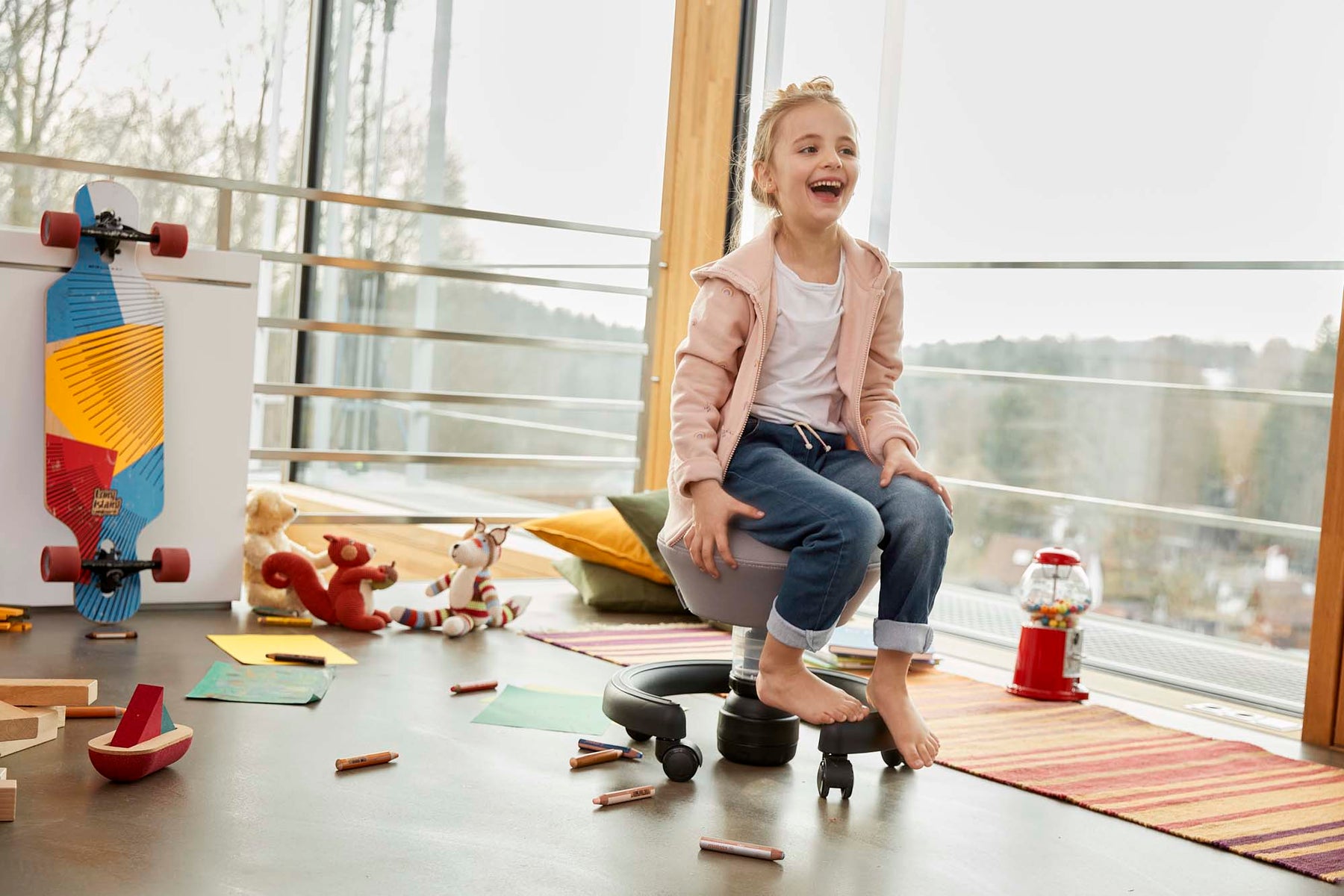 Ergonomisk Skolestol Hvid & Grå - Aeris Swoppster 