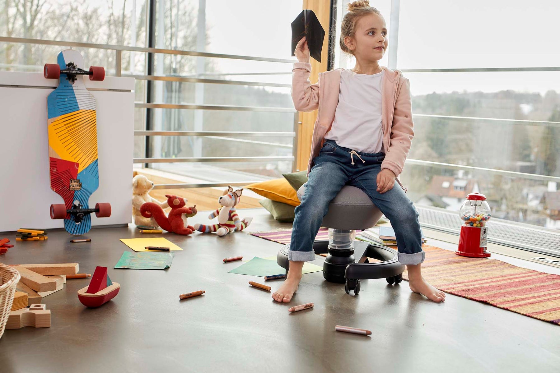 Ergonomisk Skolestol Hvid & Grå - Aeris Swoppster 