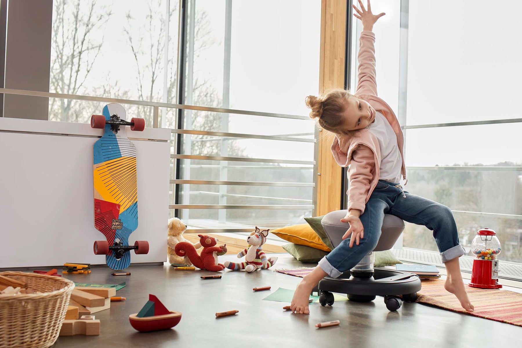 Ergonomisk Skolestol Hvid & Blå - Aeris Swoppster 