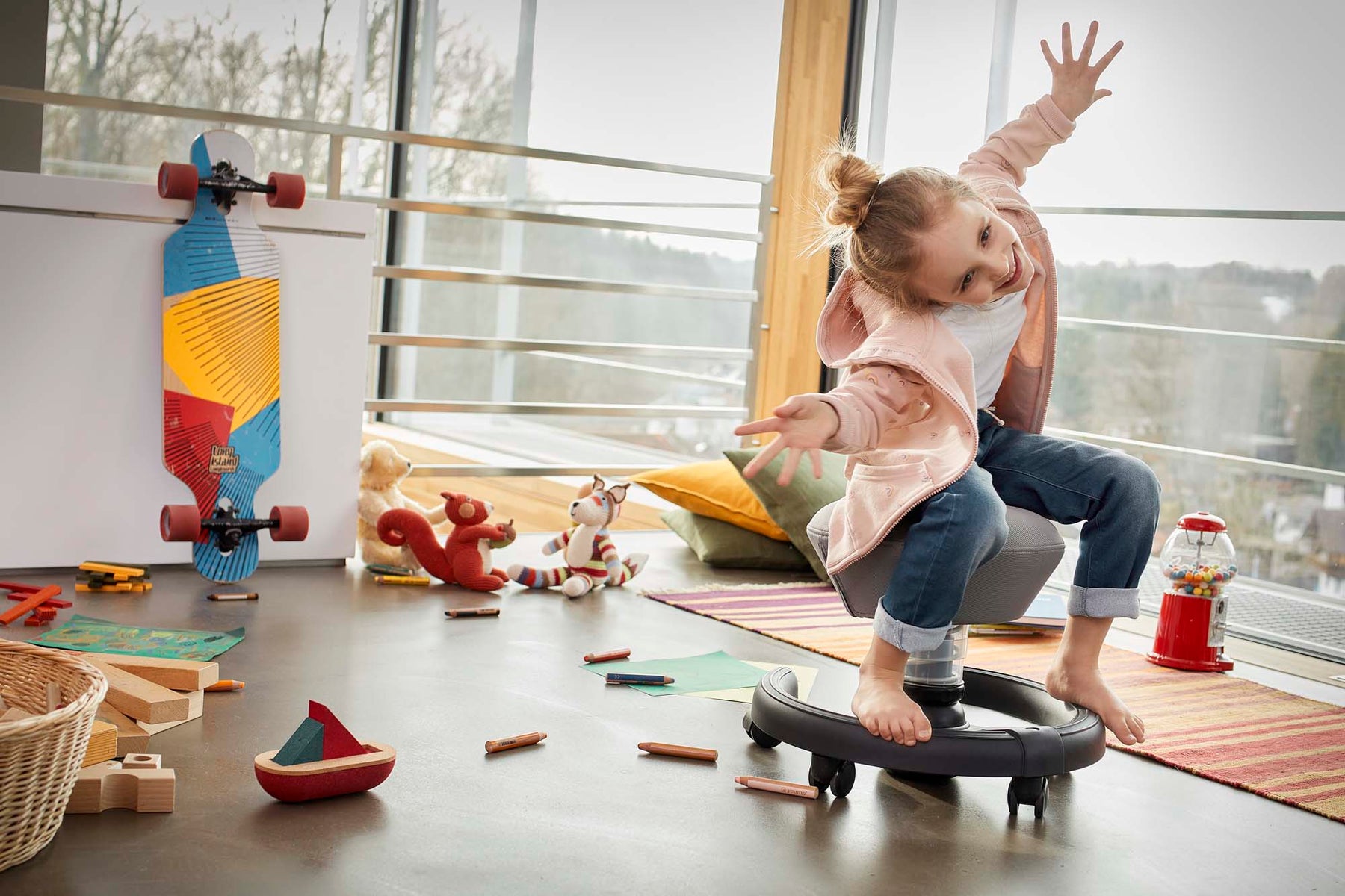 Ergonomisk Skolestol Hvid & Blå - Aeris Swoppster 